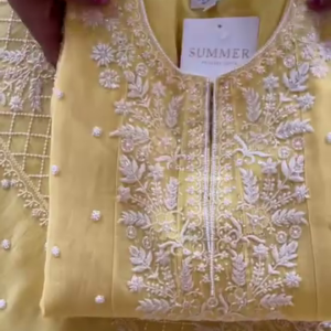 300-3.png Noor Lemon Yellow Chikankari-Style Embroidered Kurta Set