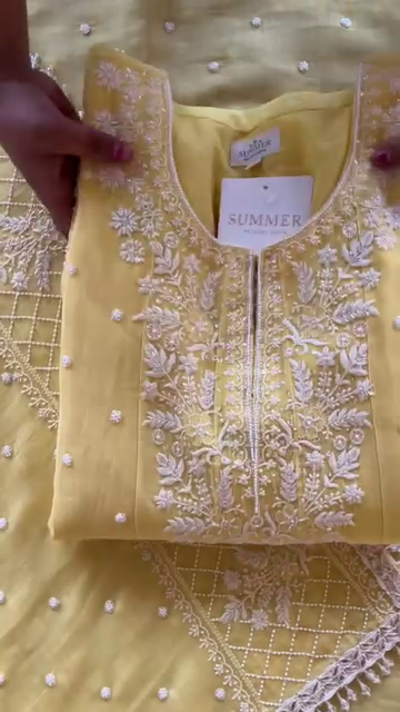 300-3.png Noor Lemon Yellow Chikankari-Style Embroidered Kurta Set