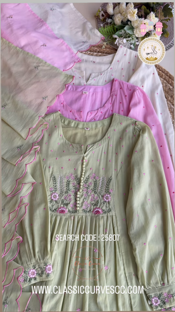 Blush Bloom: Ivory Embroidered Anarkali Set