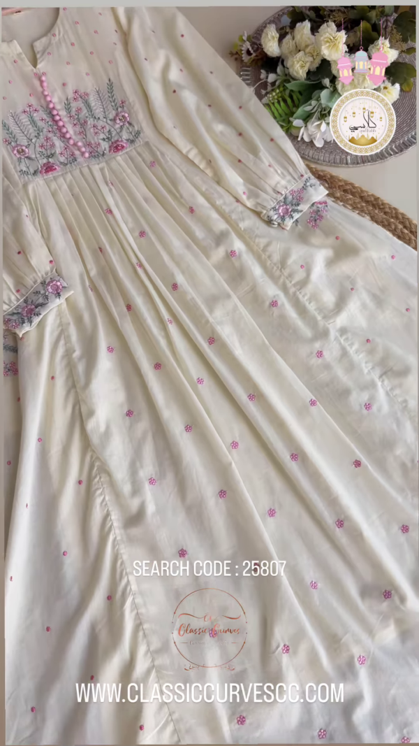 Blush Bloom: Ivory Embroidered Anarkali Set