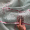 350-5.png Sky Blue Organza Appliqué Work Unstitched Suit Set