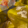 Sunshine Yellow Floral Print Organza Suit with Gotta Patti Handwork