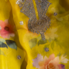 Sunshine Yellow Floral Print Organza Suit with Gotta Patti Handwork