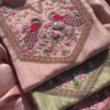 Dusty Rose Crushed Tissue Silk Embroidered Suit Set with Peacock Motifs