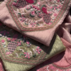 Dusty Rose Crushed Tissue Silk Embroidered Suit Set with Peacock Motifs