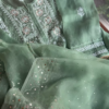 Sage Green Embroidered Organza Suit Set with Sequin Highlights