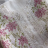 Ivory Chikankari Inspired Floral Embroidered Suit Set with Pink Accents