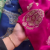 Emerald Green and Royal Blue Zari Embroidered Unstitched Suit Set