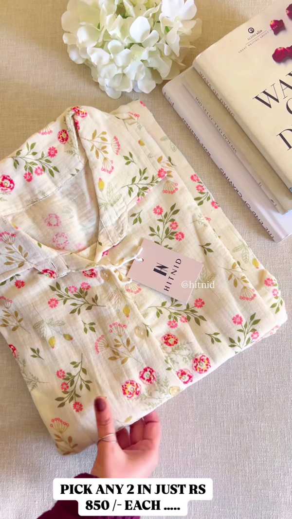 45-2.png Soft Cotton Strawberry Print Nightwear Shirt