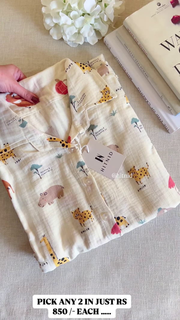 45-4.png Soft Cotton Strawberry Print Nightwear Shirt
