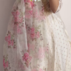 Ethereal White & Gold Anarkali with Floral Dupatta