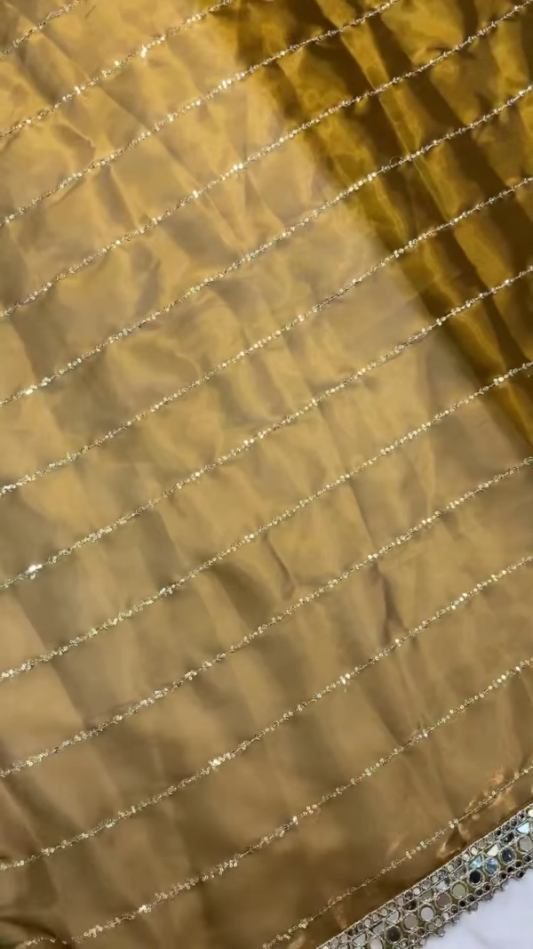 Golden Mirror-Work Lehenga Set