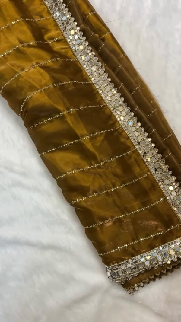 Golden Mirror-Work Lehenga Set