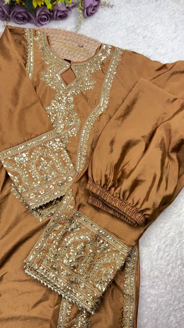 Royal Blue Heavy Embroidered Silk Suit