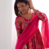 Vibrant Pink Floral Anarkali Suit – A Fusion of Elegance & Grace