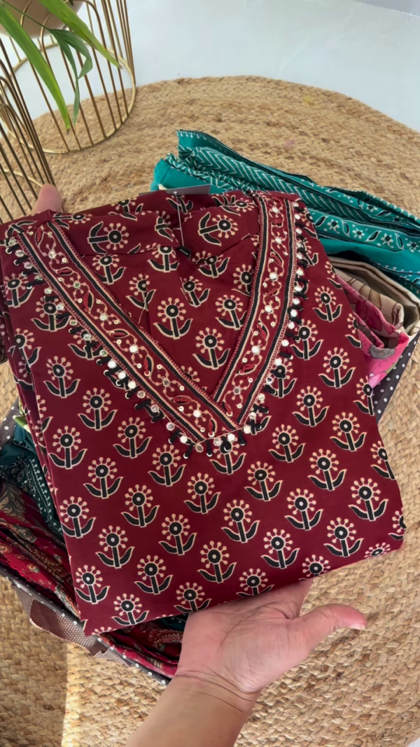 Elegant Purple Hand-Block Printed Cotton Kurta