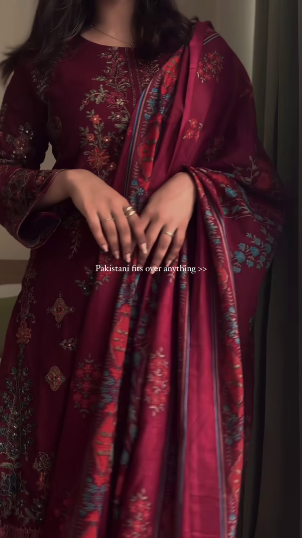 70-1.png Luxurious Maroon Pakistani Embroidered Suit with Dupatta