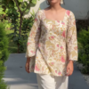 Blush Blossom: Floral Kurti with Palazzo & Dupatta Set
