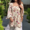 Blush Blossom: Floral Kurti with Palazzo & Dupatta Set