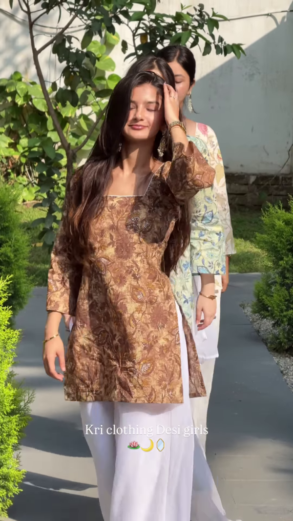Blush Blossom: Floral Kurti with Palazzo & Dupatta Set