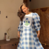 Summer Gingham: Puff-Sleeve Kurti & Floral Palazzo Set