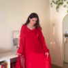 Rose Quartz: Organza Silk Suit with Tulip Motifs