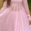 Powder Pink Grace: Georgette Anarkali Fusion Gown