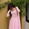 Powder Pink Grace: Georgette Anarkali Fusion Gown