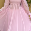 Powder Pink Grace: Georgette Anarkali Fusion Gown