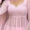 Powder Pink Grace: Georgette Anarkali Fusion Gown