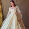 Rosewood Radiance: Angrakha Organza Anarkali Gown