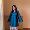 7014-2.png Peacock Elegance: A-Line Kurti with Polka-Dot Salwar Set