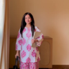 7014-5.png Peacock Elegance: A-Line Kurti with Polka-Dot Salwar Set