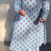 Dusty Azure: Lotus Print Cotton Kurti & Pant Set
