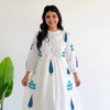 Meadow Serenade: Pleated Floral Cotton A-Line Suit Set