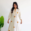 Meadow Serenade: Pleated Floral Cotton A-Line Suit Set