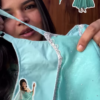 Seafoam Sparkle: Strappy Organza Festive Anarkali Set