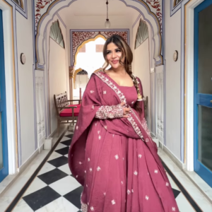 7024-1.png Royal Mauve Rose: Embroidered Georgette Festive Anarkali Gown