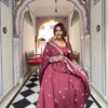 Royal Mauve Rose: Embroidered Georgette Festive Anarkali Gown