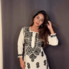 Onyx & Ivory: Monochrome Floral Chikankari Kurti