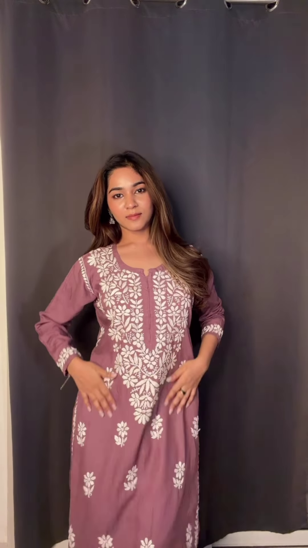 Onyx & Ivory: Monochrome Floral Chikankari Kurti