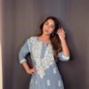 Onyx & Ivory: Monochrome Floral Chikankari Kurti