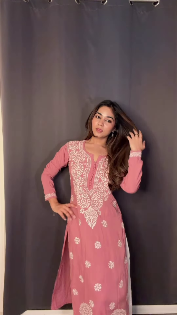 Onyx & Ivory: Monochrome Floral Chikankari Kurti
