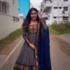Charcoal Heritage: Mangalagiri Silk-Cotton Anarkali Set