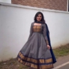 Charcoal Heritage: Mangalagiri Silk-Cotton Anarkali Set