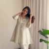 Ivory Luminescence: Mirror-Work Flared Tunic & Sharara Set