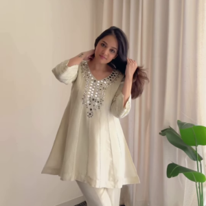7027-1.png Ivory Luminescence: Mirror-Work Flared Tunic & Sharara Set