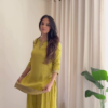 Ivory Luminescence: Mirror-Work Flared Tunic & Sharara Set