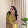 Ivory Luminescence: Mirror-Work Flared Tunic & Sharara Set