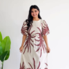 Vanilla Meadow: Wrap-Style Botanical Midi Dress
